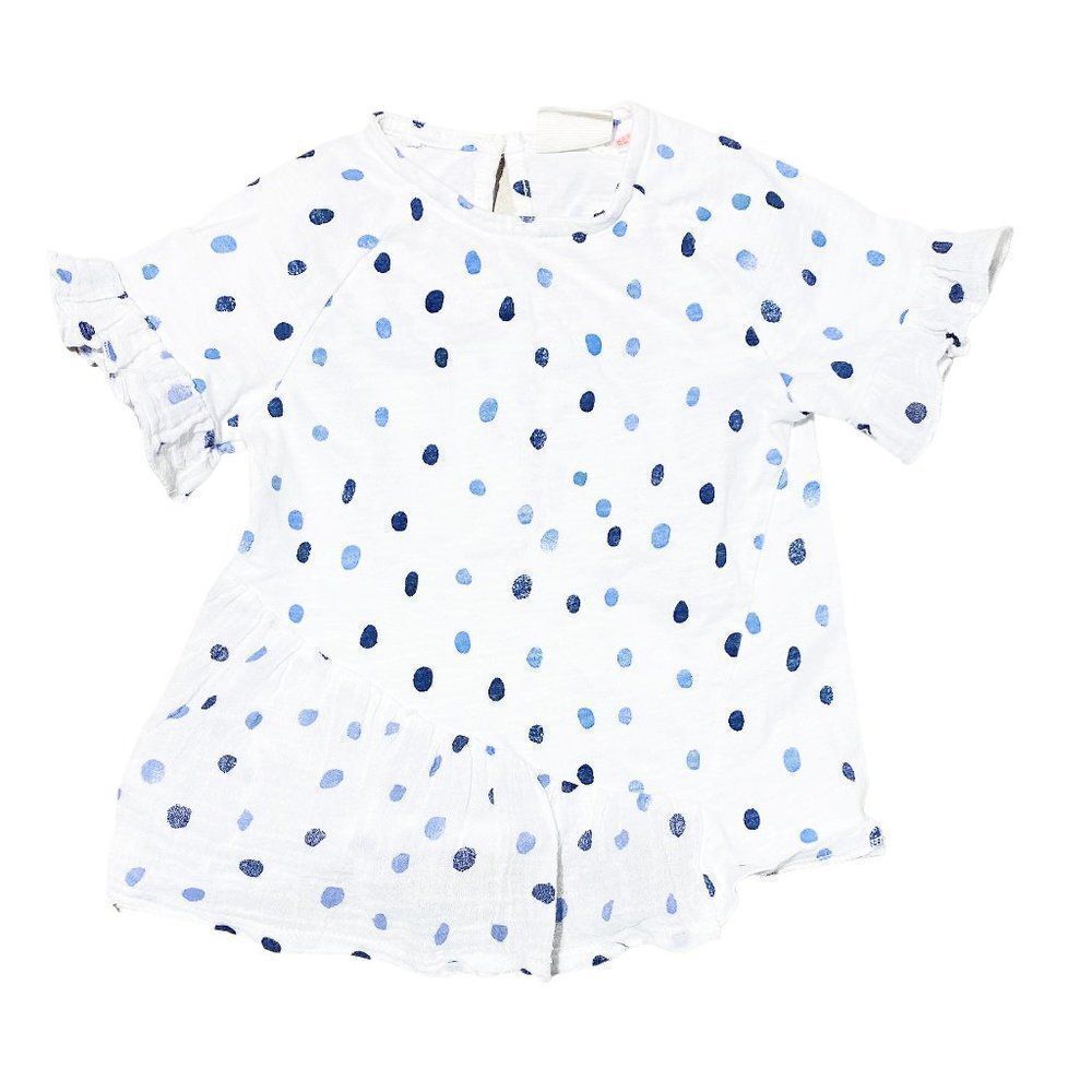 𝅺zara Dot Print Asymmetrical Bell Sleeve Tee